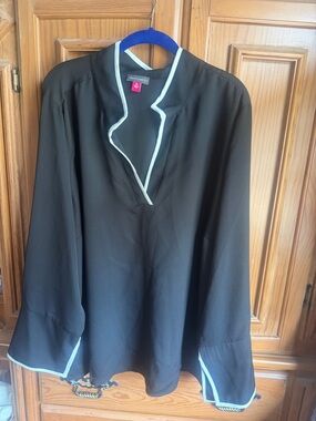 Vince Camuto Black Tunic Blouse with White Trim